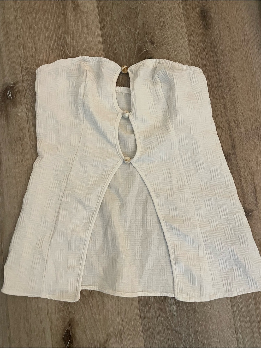 white long strapless top